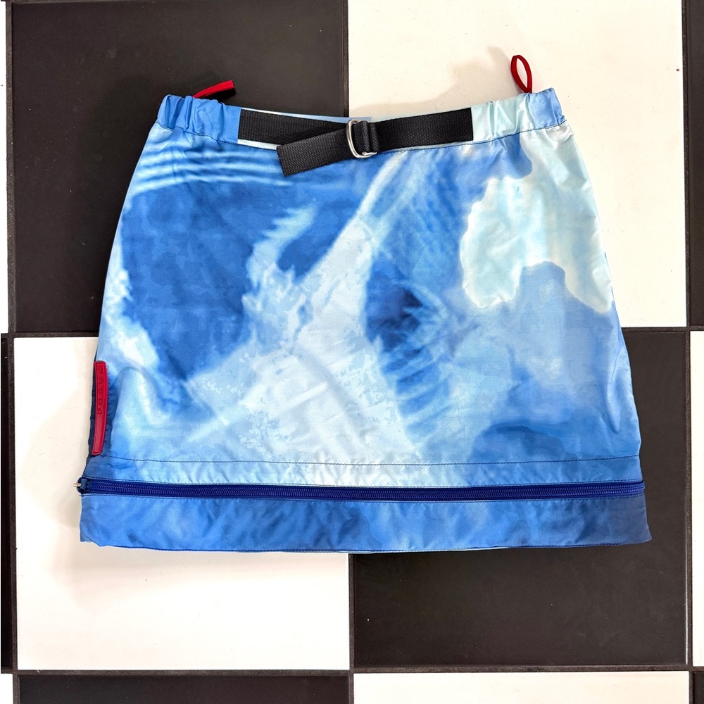 Prada Sport S/S 2000 runway tie dye convertible zipper miniskirt Italy 42